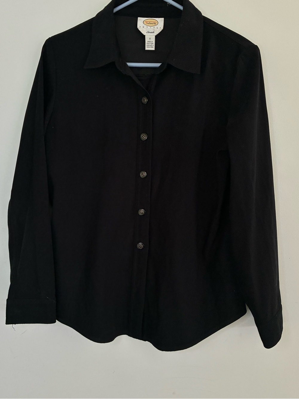 Talbots Womens Petite Classic Black Button-Up Shirt Sm Mature Quiet Luxury
